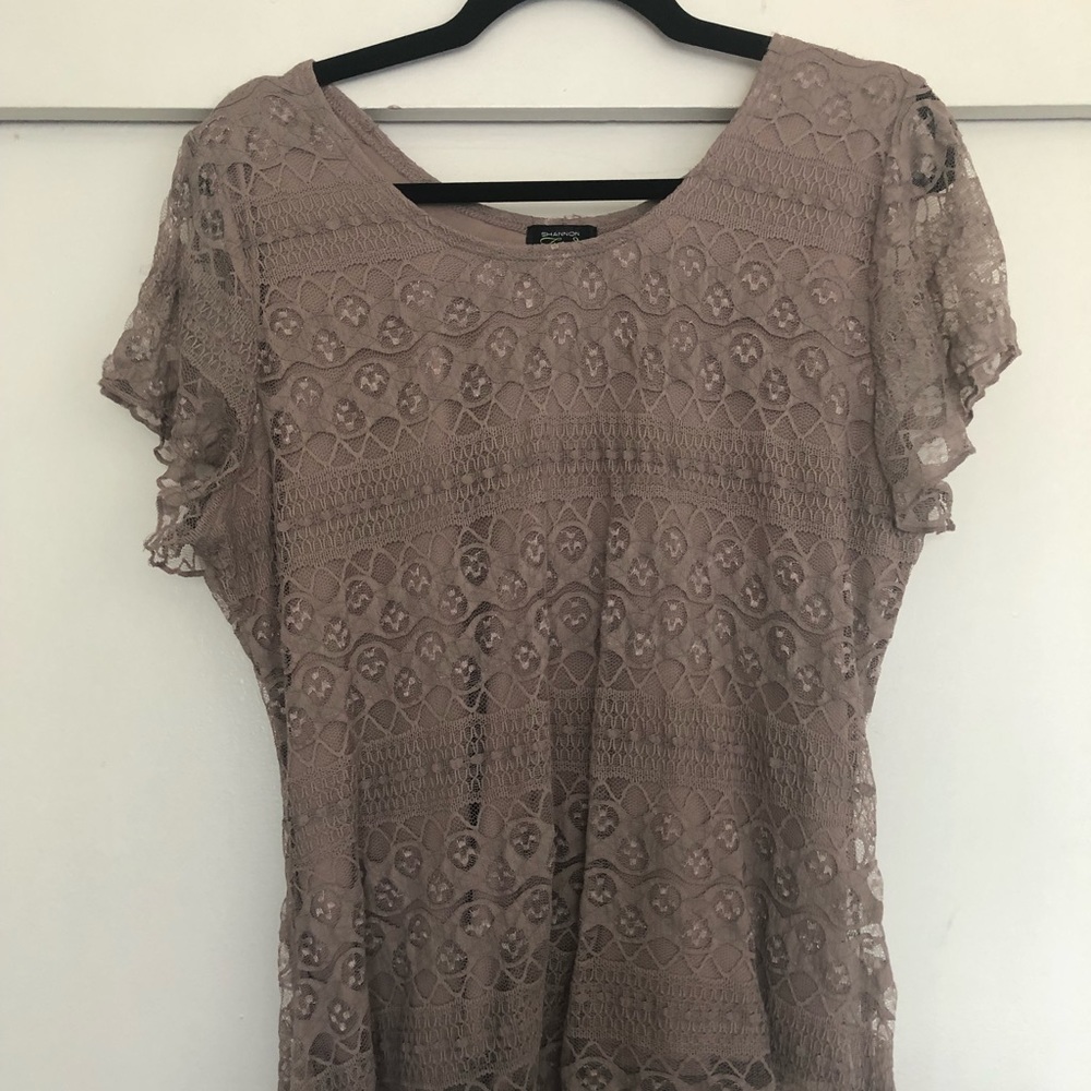 Taupe lace blouse
